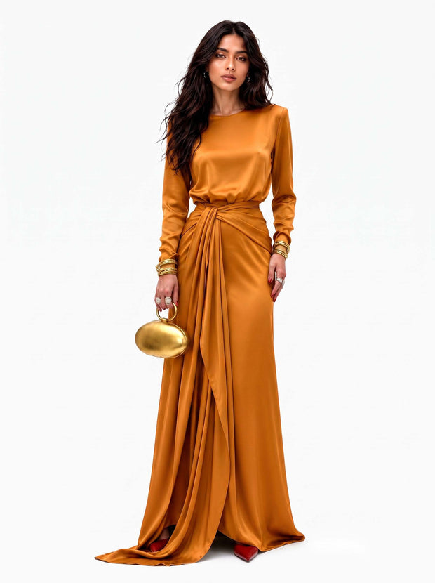 Alizée | Robe longue en satin drapé