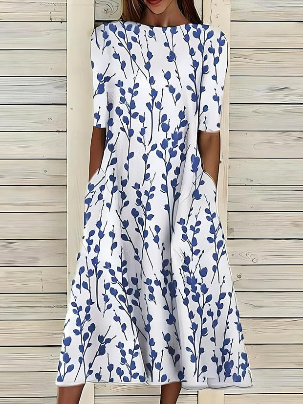 Annie – Robe midi fluide et confortable à imprimé floral