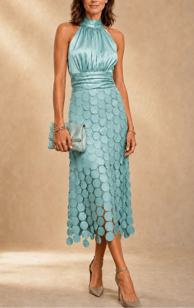 Éliane | Robe midi élégante à manches courtes