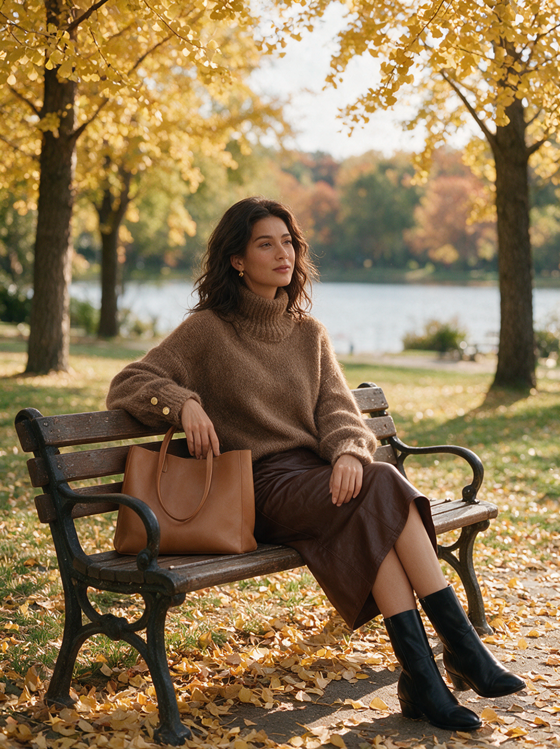 Bérangère | Pull en mohair camel à col roulé