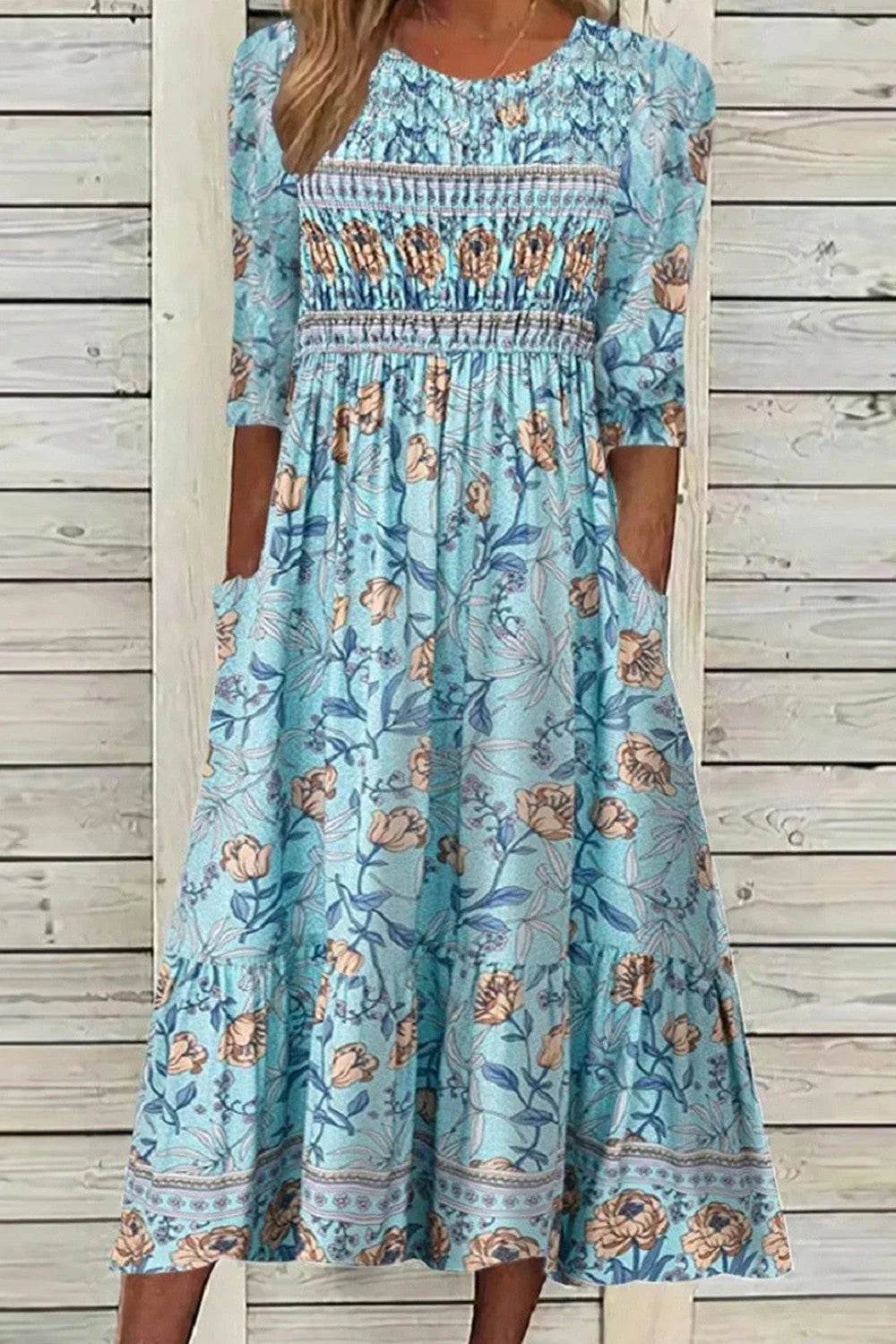 Annie – Robe midi fluide et confortable à imprimé floral