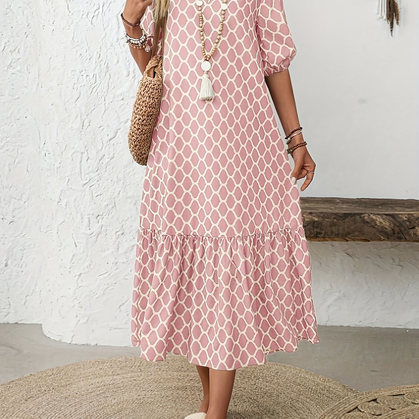 Rosalie – Robe midi fluide et confortable à motif élégant