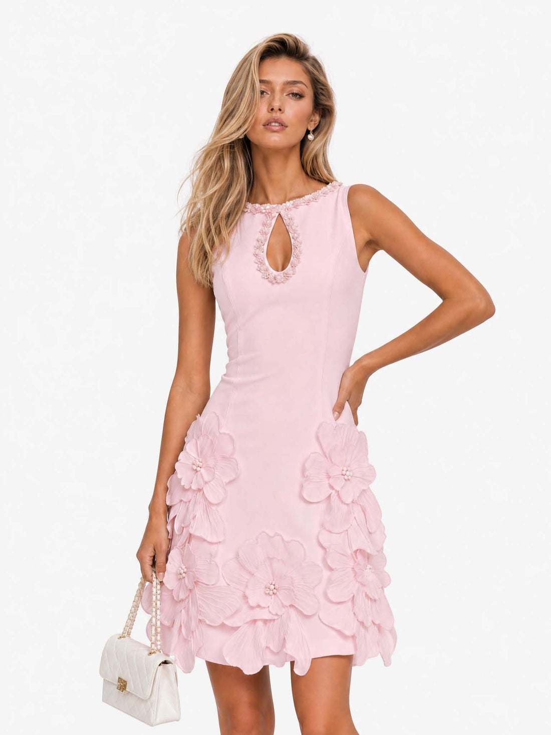 Noémie | Robe courte sans manches à découpe