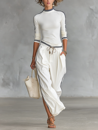 Romy | Ensemble sport chic à liserés contrastés