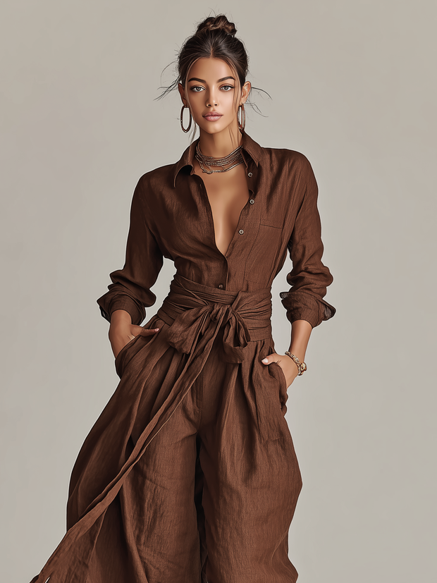 Marthe, col chemise et ceinture nouée à la taille