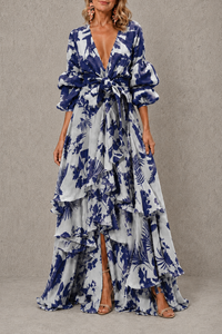 Bérénice | Robe longue à volants étagés et ceinture nouée