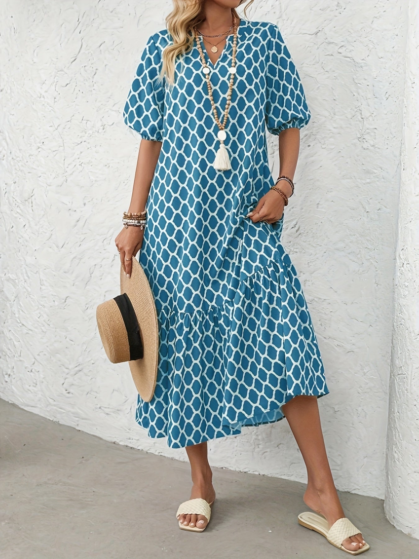 Rosalie – Robe midi fluide et confortable à motif élégant