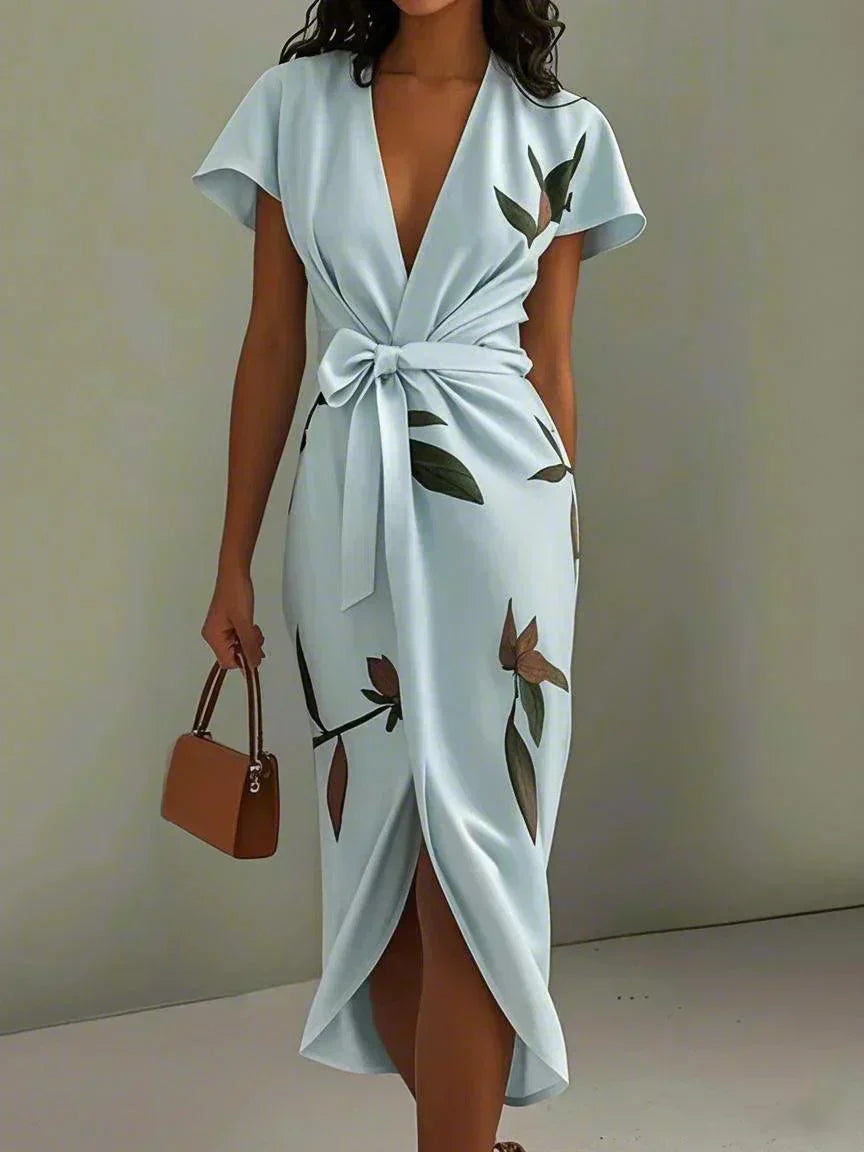 Harper – Robe portefeuille élégante à imprimé botanique