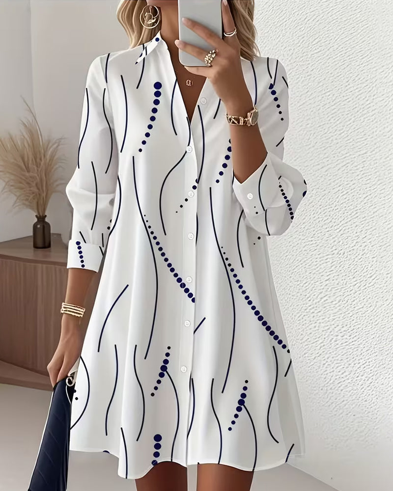 Camille – Robe chemise col ondulé