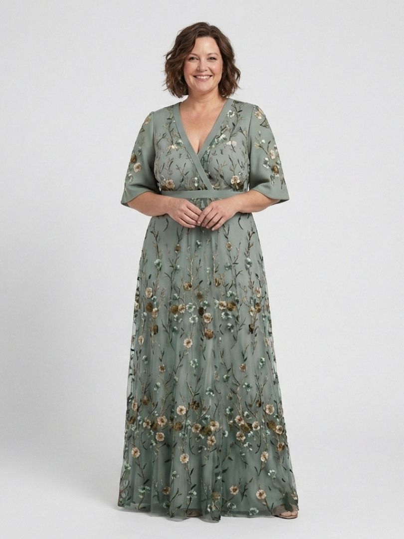 Estelle – Robe longue fleurie col V