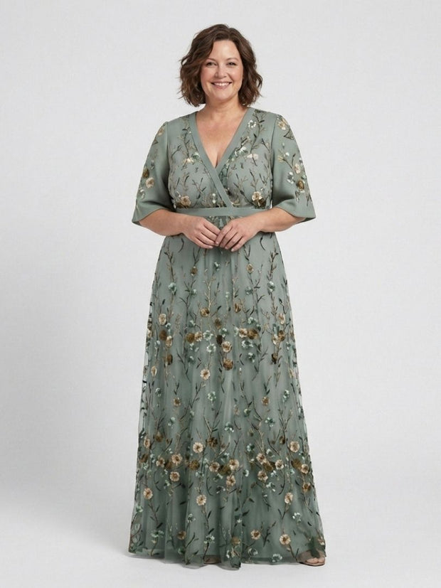 Estelle – Robe longue fleurie col V