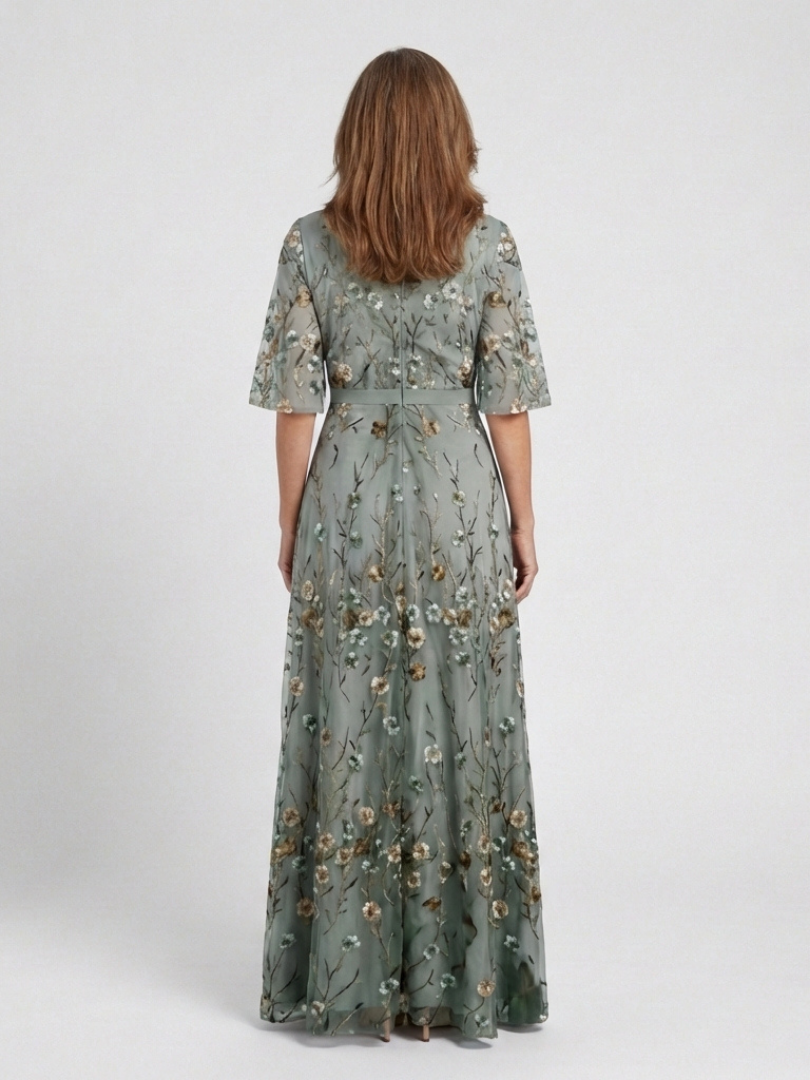 Estelle – Robe longue fleurie col V