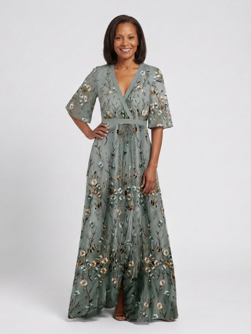Estelle – Robe longue fleurie col V