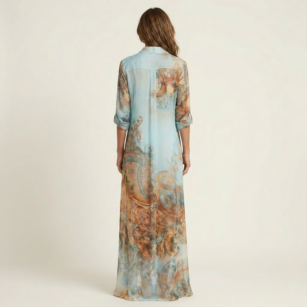 Lanie | Robe-chemise longue imprimée