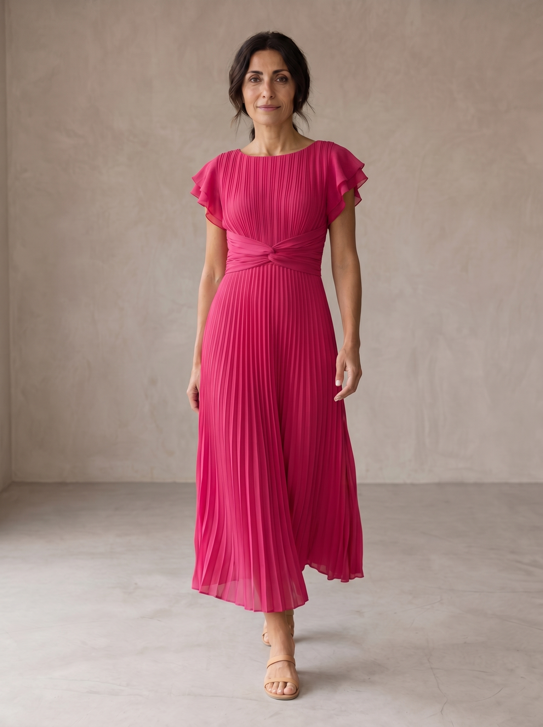 Séraphine | Robe longue plissée à taille nouée