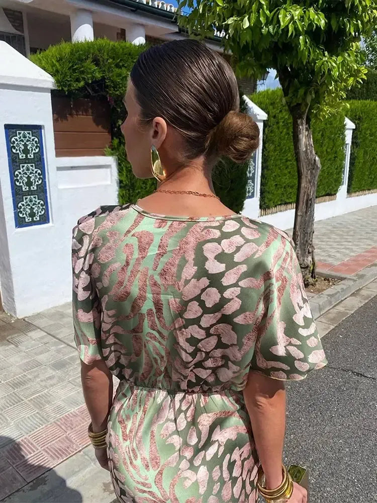 Higinia | Robe midi imprimée aux tons cuivrés