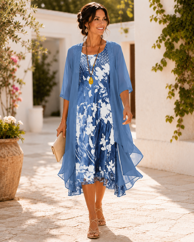 Perrine | Robe longue fleurie à voile superposé
