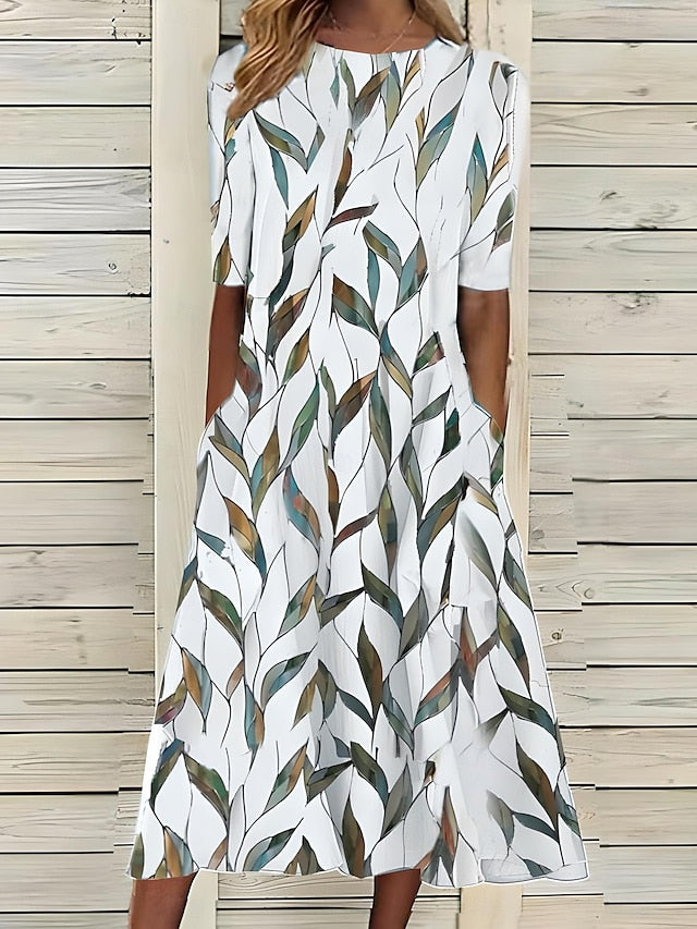 Annie – Robe midi fluide et confortable à imprimé floral
