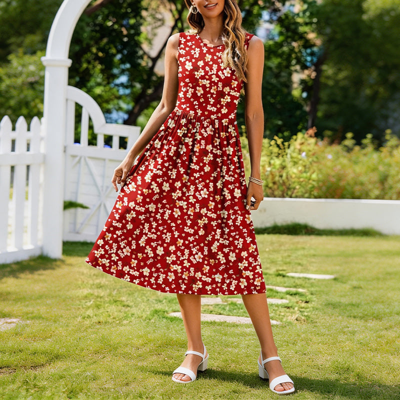 Sixtine | Robe midi rayée sans manches