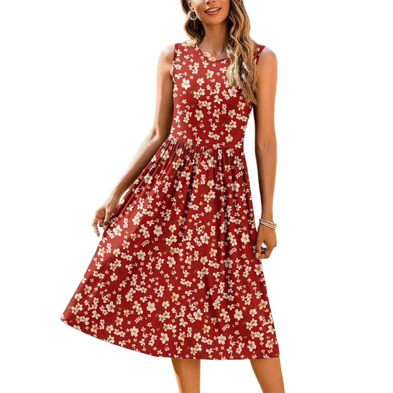 Sixtine | Robe midi rayée sans manches