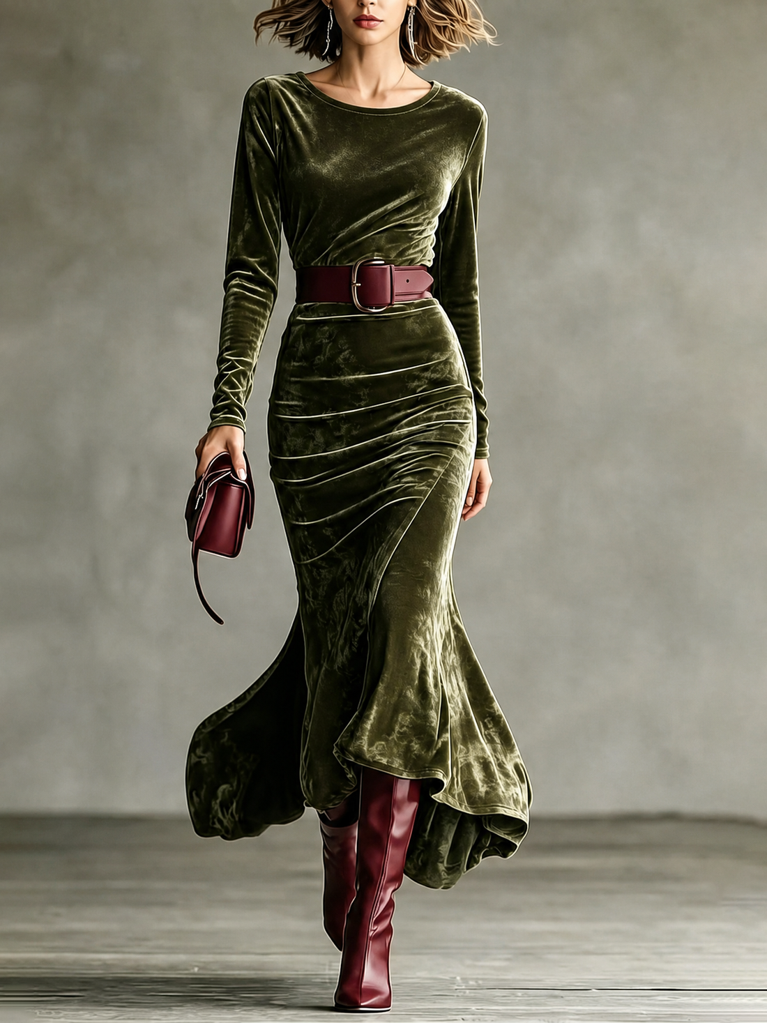 Garance | Robe longue en velours à traîne