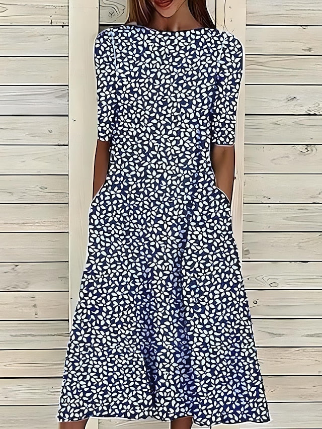Annie – Robe midi fluide et confortable à imprimé floral