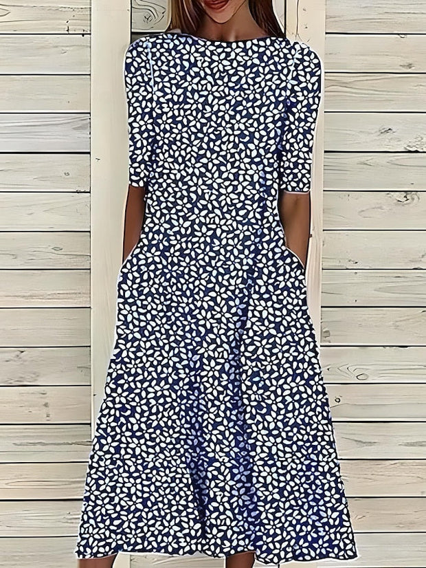 Annie – Robe midi fluide et confortable à imprimé floral